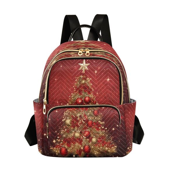 8930 Merry Christmas Tree Bell Ball Backpack Purse Fashion Shoulder Bag